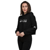 sweat à capuche noir court pour femme vue de profil