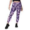 collant sport femme taille haute croisée avec poches camouflage-violet physique-affuté face