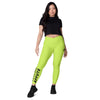 Collant sport femme taille haute croisée avec poches vert