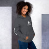 femme avec un sweat à capuche couleur gris chiné de la marque physique affûté vue de côté droit