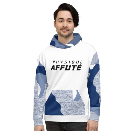 Sweat à Capuche homme blanc - bleu camo - Sweat à capuche - Physique Affuté