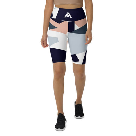 short cycliste femme motif hexagone physique affûté vue de face