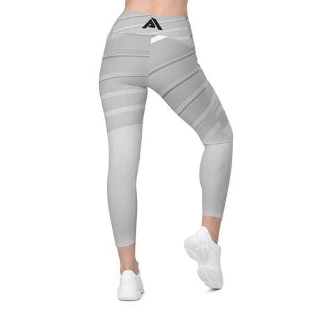 collant sport femme blanc gris chiné avec poches latérales physique affûté vue de dos