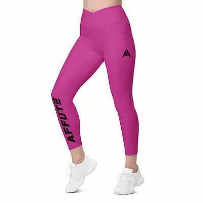 Collant sport femme taille haute croisée avec poches rose - Collant sport - Physique Affuté