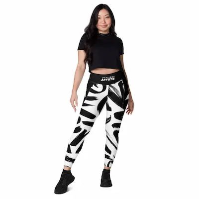 Legging semi compression femme ART blanc et noir - Collant sport femme - Physique Affuté