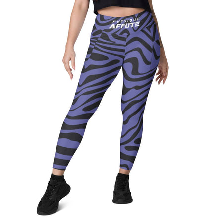 Legging sport femme avec poches design zèbre violet noir - legging sport femme - Physique Affuté