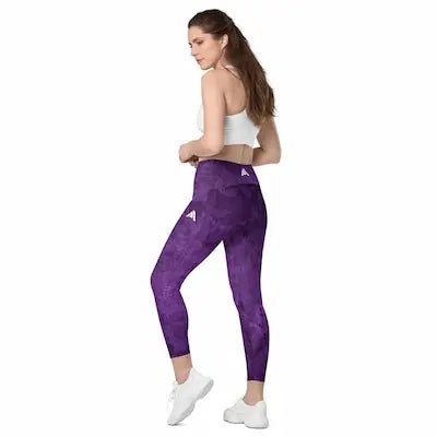 Legging sport femme avec poches imprimé motif violet - legging sport femme avec poches - Physique Affuté