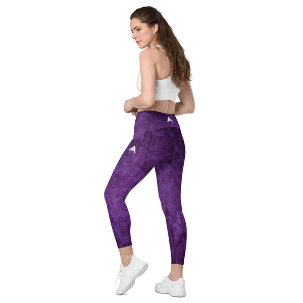 legging de sport pour femme avec poches latérales couleur violet marque physique affûté vue de dos