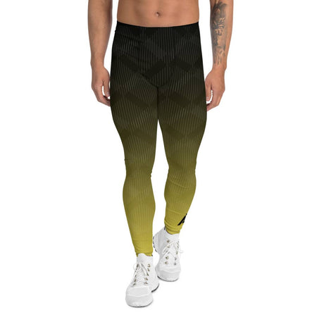 legging de sport pour homme couleur dégradé noir jaune marque physique affûté vu de face