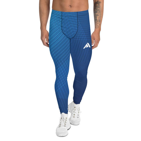 Legging de sport pour homme couleur bleu géo physique affûté vue de face