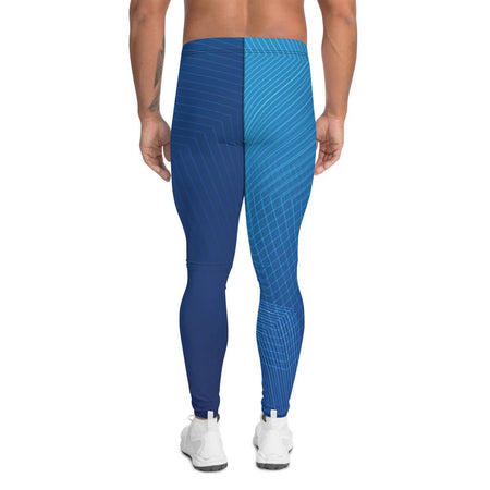 Legging de sport pour homme couleur bleu géo physique affûté vue de dos