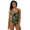 Maillot de Bain 1 Pièce femme camo vert face - Physique Affuté