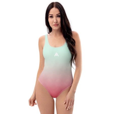 Maillot de Bain 1 Pièce femme gradient vert rose - Physique Affuté