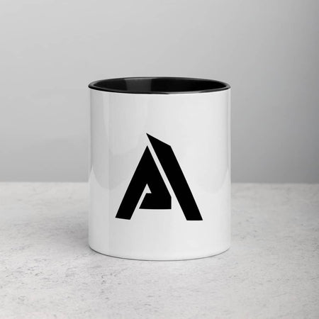 Tasse blanc intérieur noir avec le logo noir