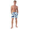 maillot de bain pour homme couleur camouflage blanc et bleu marque physique affûté vue de face