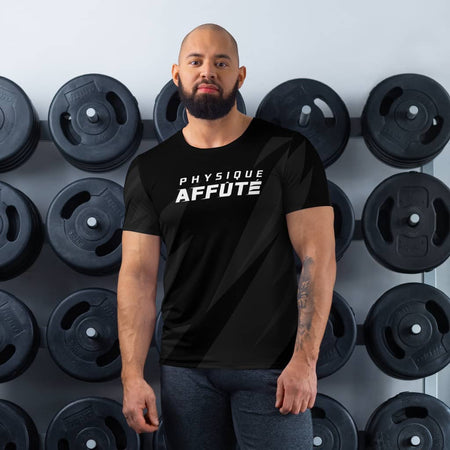 T-shirt CrossFit Homme design noir gris  vue de face - T-shirt de sport homme - Physique Affuté
