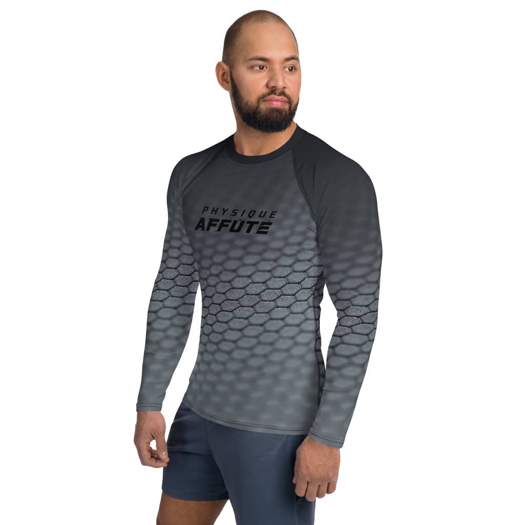 T-shirt CrossFit Homme NDA gris carbone vue de face - T-shirt compression à manches longues - Physique Affuté