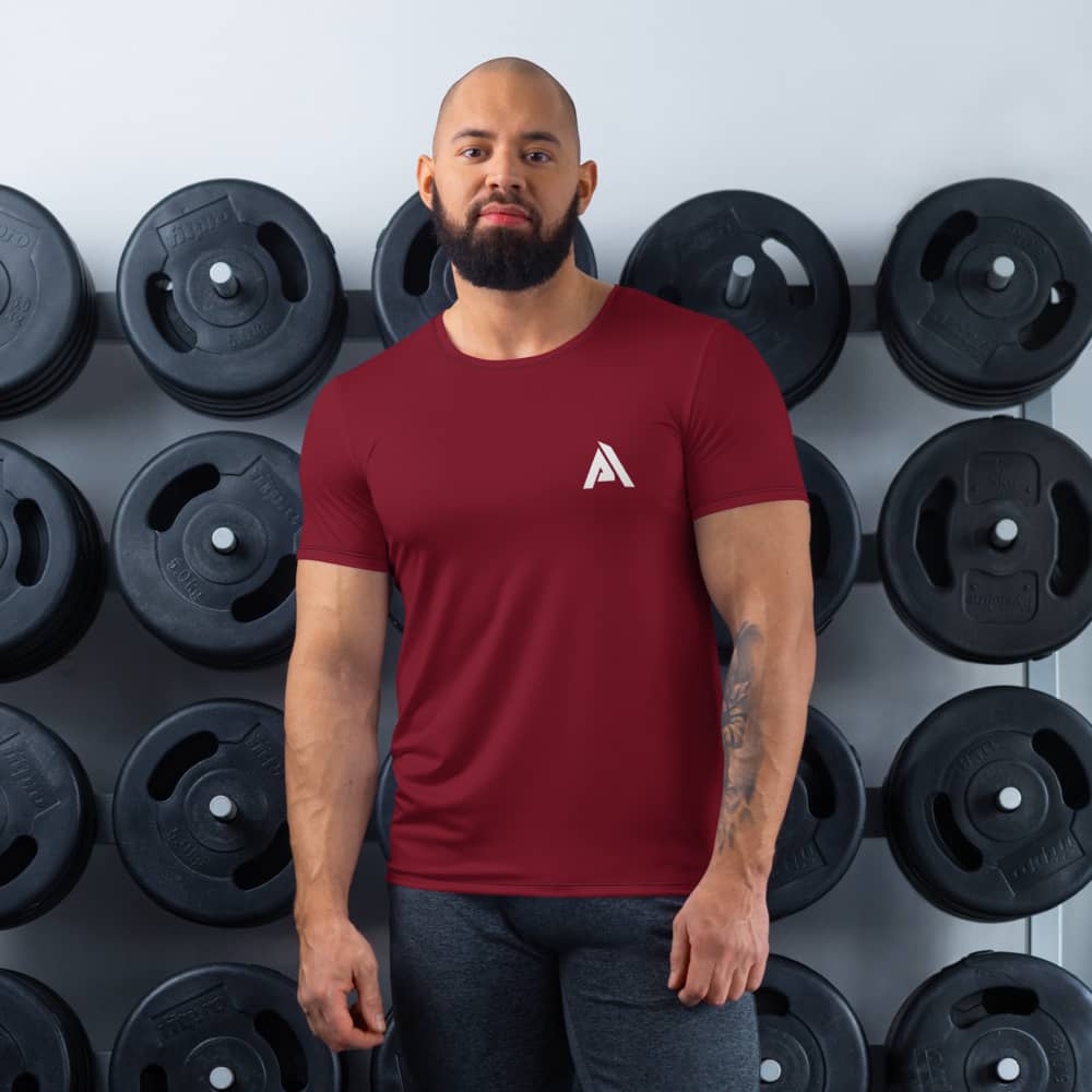 T-shirt CrossFit Homme rouge Bordeau  vue de face Physique Affûté - T-shirt de sport homme - Physique Affuté