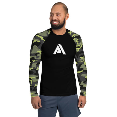 T-shirt CrossFit homme imprimé armée vue de face - T-shirt compression à manches longues - Physique Affuté