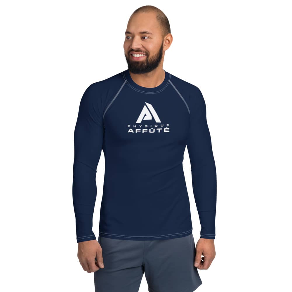 T-shirt CrossFit bleu - noir Homme vue de face - T-shirt CrossFit à manches longues - Physique Affuté