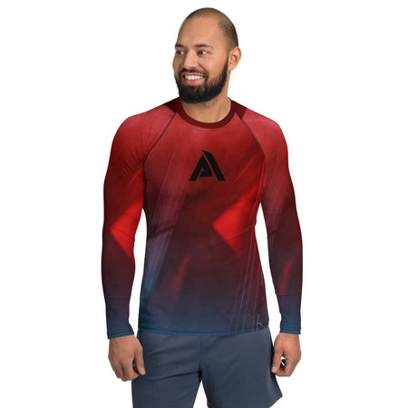 T-shirt de compression pour homme couleur dégradé rouge bleu physique affûté vue de face