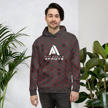 Sweat à Capuche NDA gris rouge homme Physique Affûté