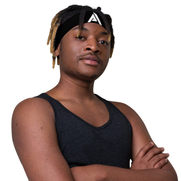 bandeau de sport noir homme physique-affuté face