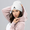 bonnet à revers blanc pour femme avec la marque physique affuté brodé en noir