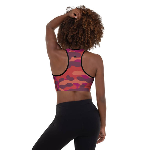 brassière de sport femme couleur rose orange rembourrée physique affûté vue de dos