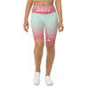 Short cycliste femme couleur dégradé vert rose  physique affûté vue de face