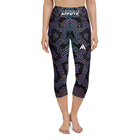 collant court de sport femme snake design couleur noir violet physique affûté vue de face