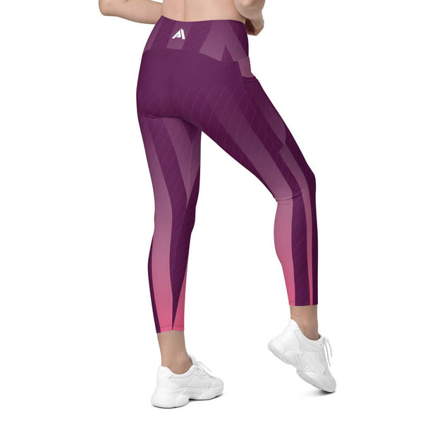 Collant sport femme avec poches row design violet rose Physique Affute
