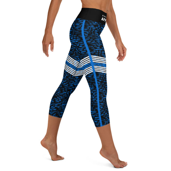 collant court de sport femme bleu-noir physique-affuté coté droit