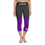 collant court sport femme noir violet en bas physique affûté face