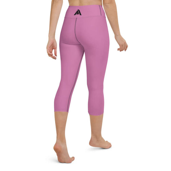 collant femme rose pour le sport avec logo noir vue de dos