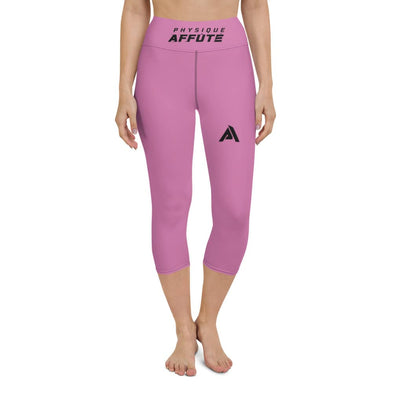 collant femme rose pour le sport avec logo noir vue de face