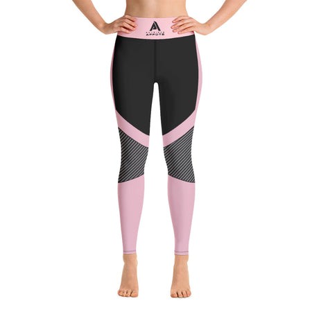 collant de sport femme noir rose carbone physique-affuté face