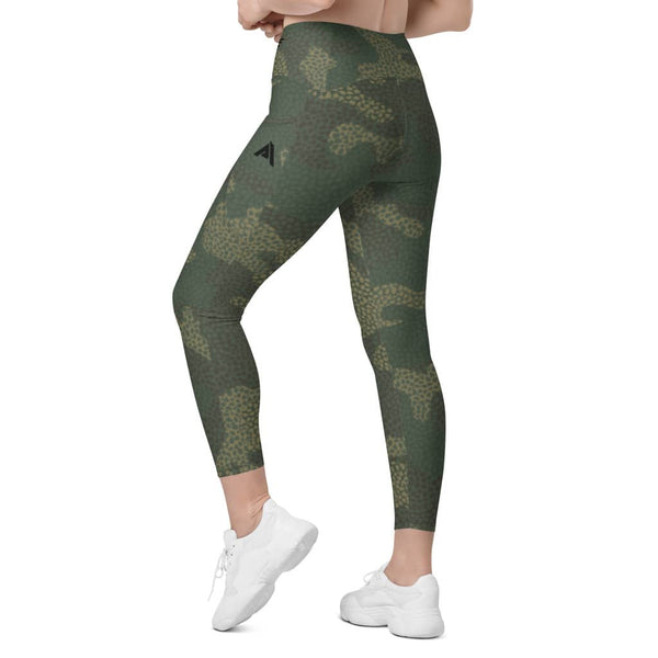 collant sport femme avec des poches latérales couleur armée physique affûté pose dos