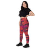 collant sport femme avec poches camouflage rouge-orange physique-affuté coté gauche