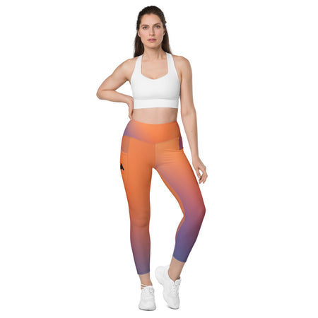 collant sport femme avec poches dégradé orange-violet physique-affuté face