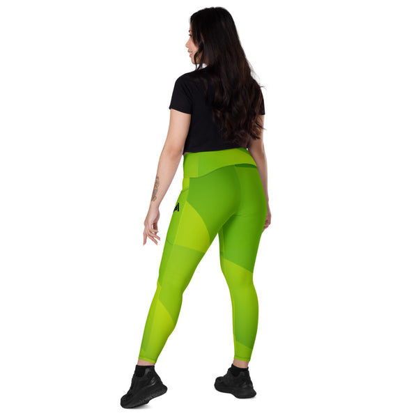collant de sport femme avec poches latérales vert-design physique-affuté dos