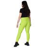 Collant sport femme taille haute croisée avec poches vert