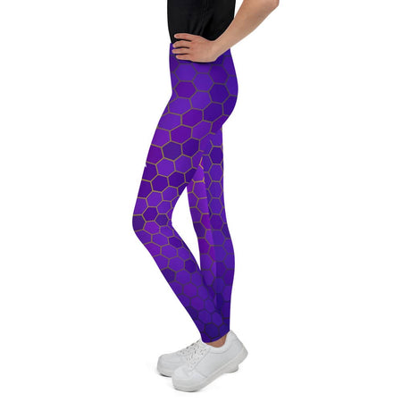 collant sport violet-nid d'abeilles fille physique-affuté côté gauche