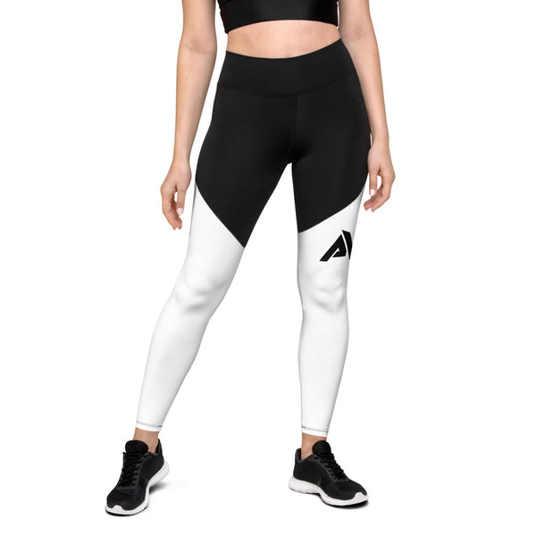 legging de sport running femme bi-color noir-blanc physique-affûté face