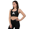 soutien-gorge sport femme noir physique-affûté vue de face