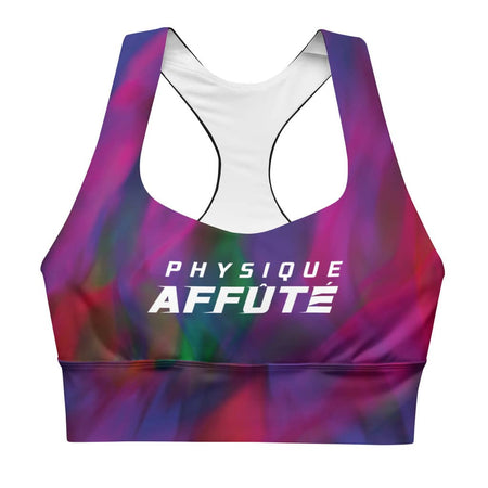 Brassière de sport pour femme couleur violet rose rouge physique affûté vue de face