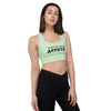 soutien-gorge de sport femme couleur vert pastel physique affûté vue de face