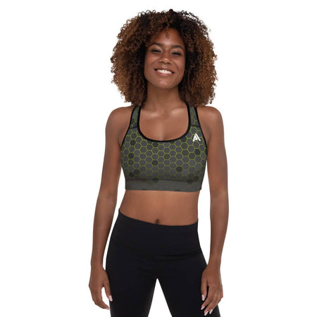 brassière de sport noir nda vert rembourrée physique-affuté face