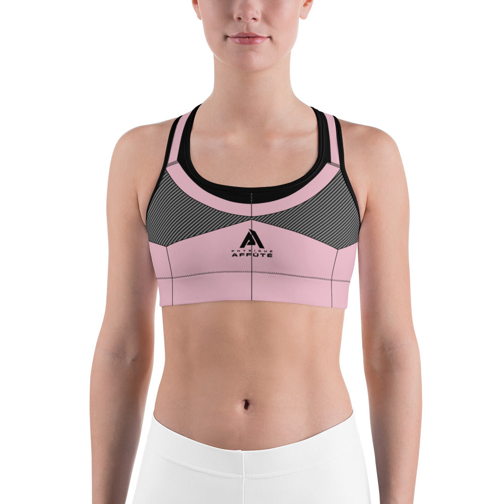 soutien-gorge de sport rose carbone physique-affuté face
