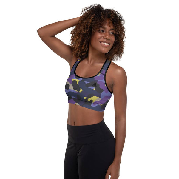 soutien-gorge de sport violet army design rembourré physique-affuté côté gauche